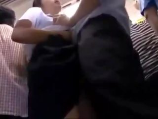 Mademoiselle Getting Her Pussy Rubbed With member Giving Blowjob For Business Man On The Train