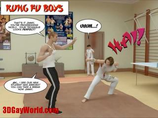 Kung fu orang 3d homoseks pria karikatur animasi komik