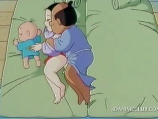 Desiring anime husband nailing hard his wifes pussy